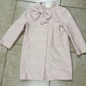 Kate Spade New York Dorothy Bow Front Tweed Coat Size S PINK 100% cotton